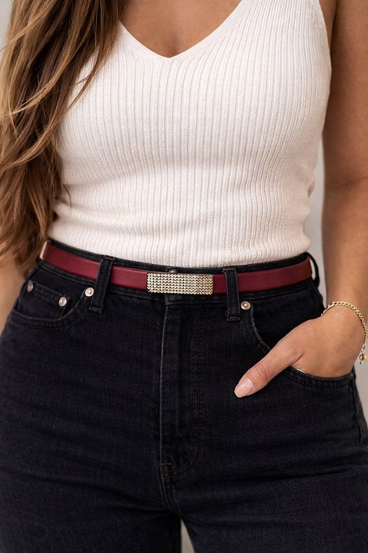 Dámsky kožený opasok SWAROVSKI BROWN, šírka 2cm, Čierny