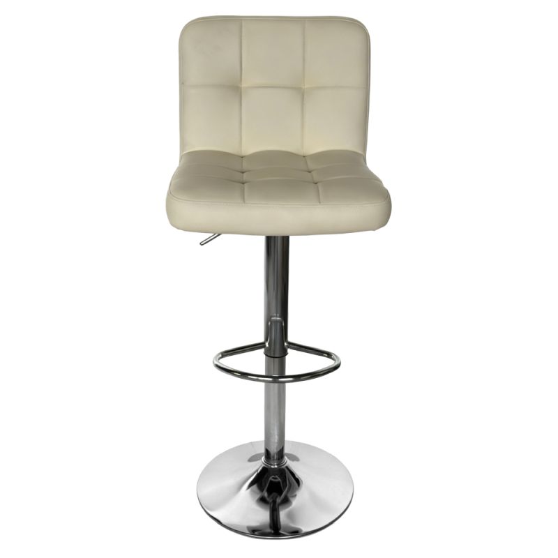 Barová stolička s opierkou béžová ekokoža, chróm