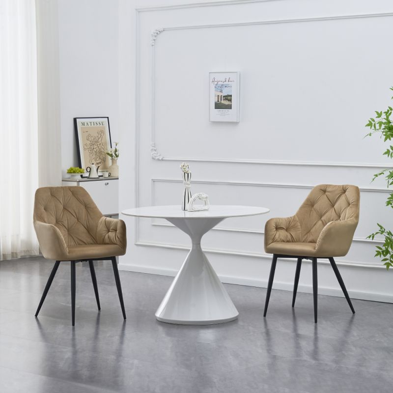 Dizajnové kreslo béžová Velvet látka, čierny kov