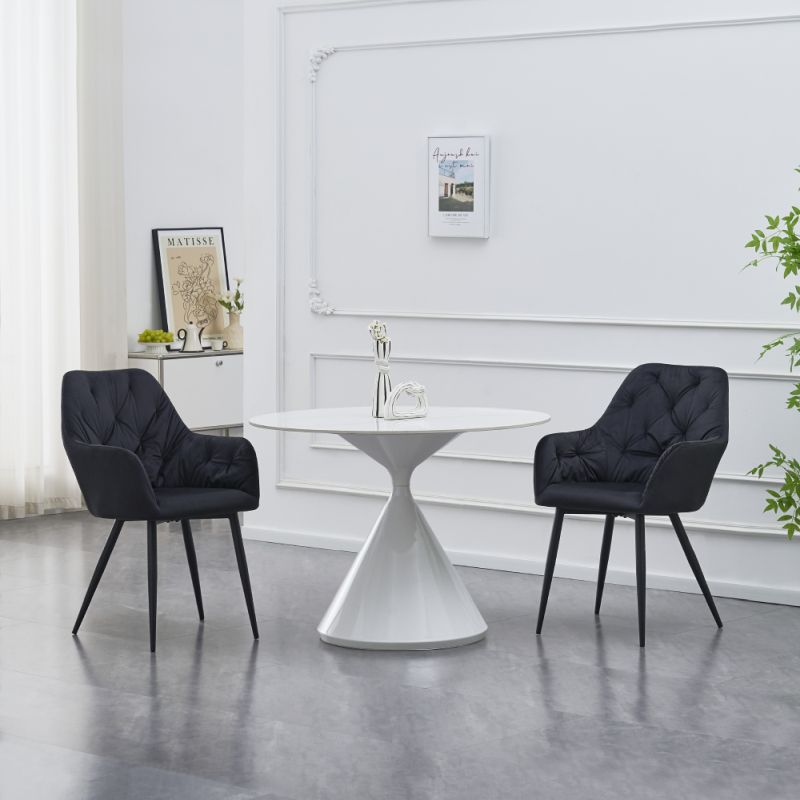 Dizajnové kreslo čierna Velvet látka, čierny kov