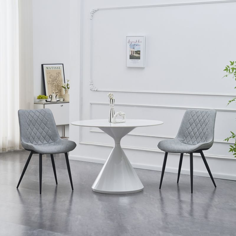 Moderná jedálenská stolička sivá ekokoža, čierny kov