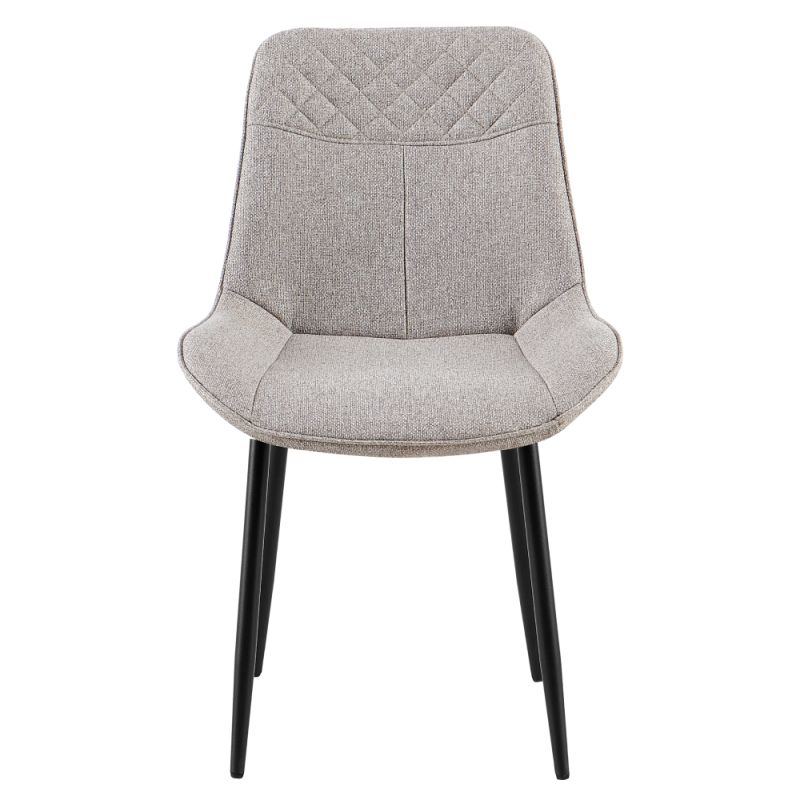 Elegantná jedálenská stolička béžová látka, čierny kov