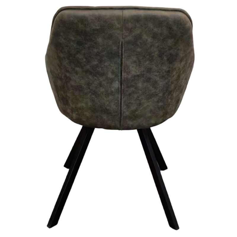 Pohodlné otočné prešívané jedálenské kreslo, zelená látka, kov čierny