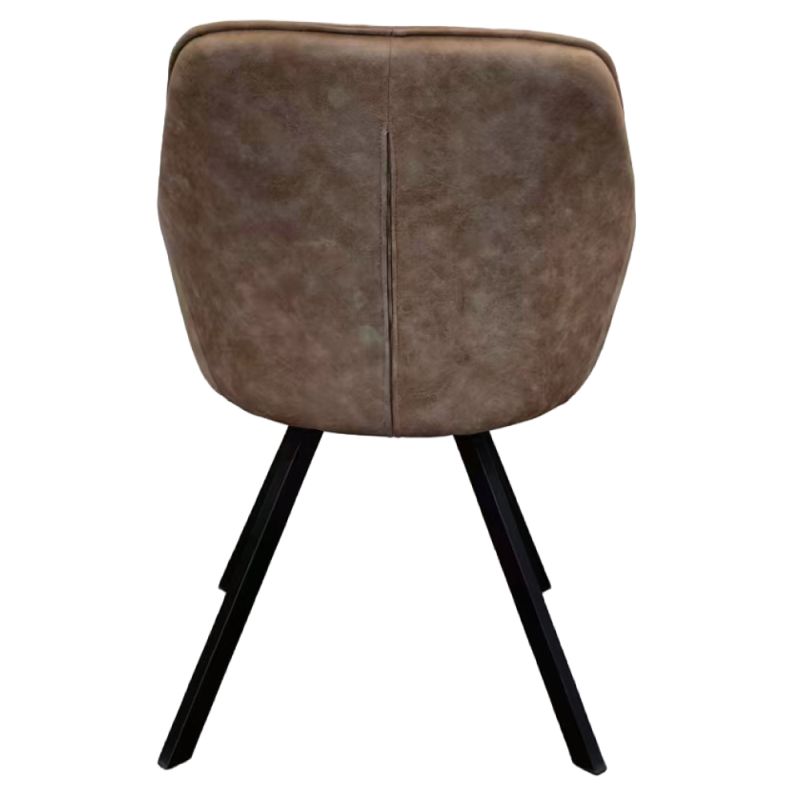 Pohodlné otočné prešívané jedálenské kreslo, sivohnedá látka, kov čierny