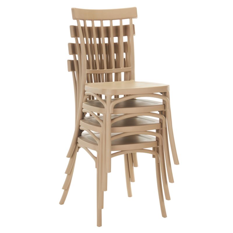 Stohovateľná stolička, svetlohnedý plast