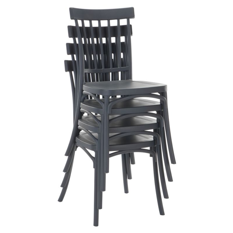 Stohovateľná stolička, tmavosivý plast