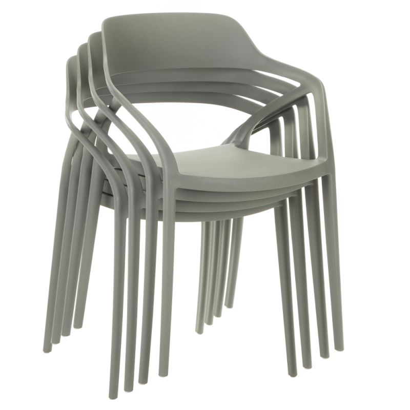 Elegantná stohovateľná, stolička sivý plast