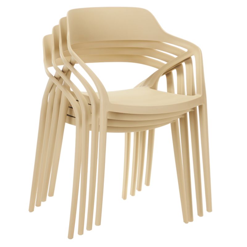 Elegantná stohovateľná, stolička sivohnedý Taupe plast