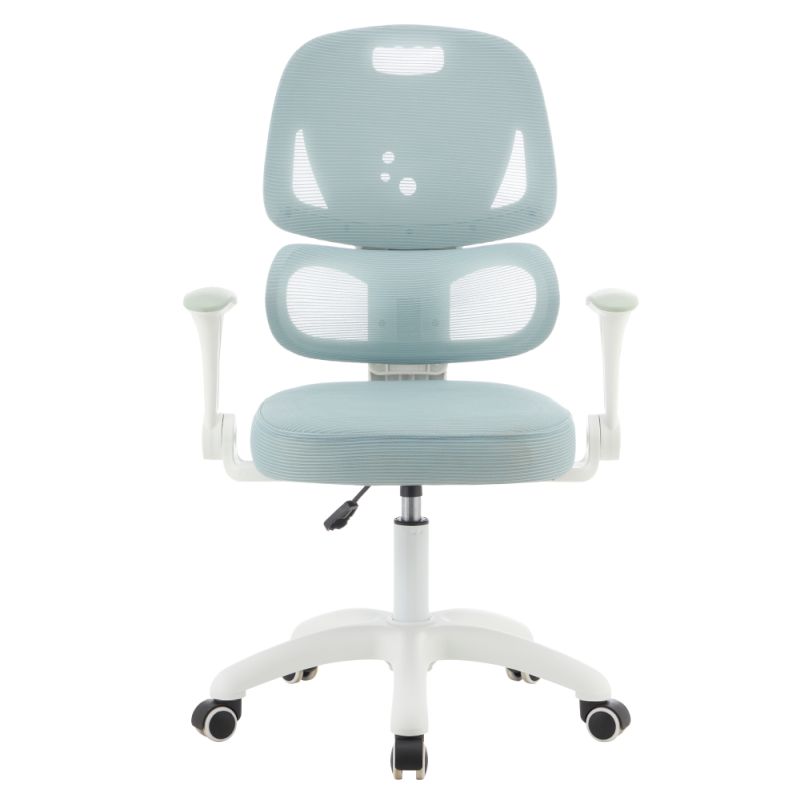 Otočná študentská stolička, neomint sieťovina, biely plast