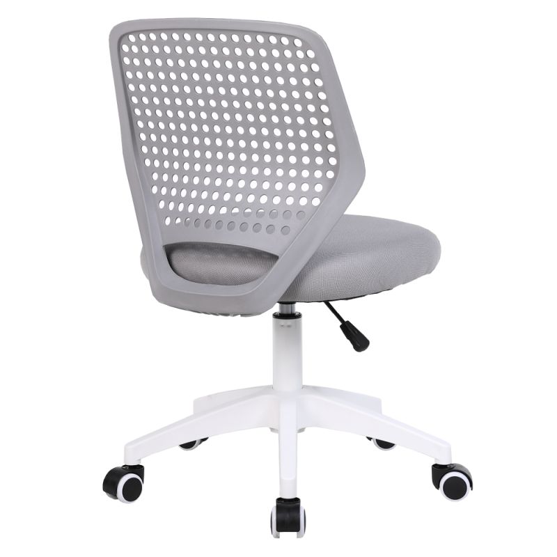 Štýlová otočná stolička sivá sieťovina, biely plast