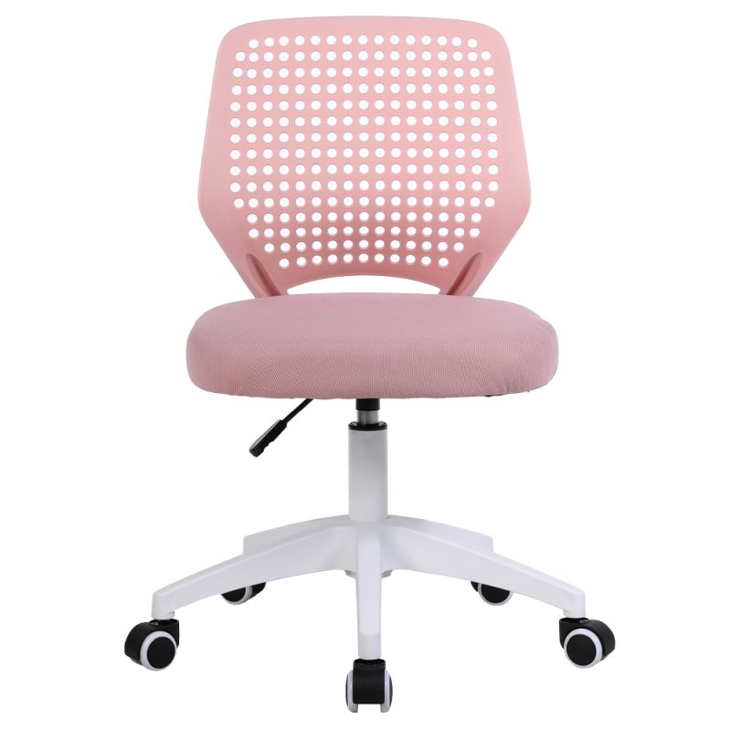 Štýlová otočná stolička ružová sieťovina, biely plast