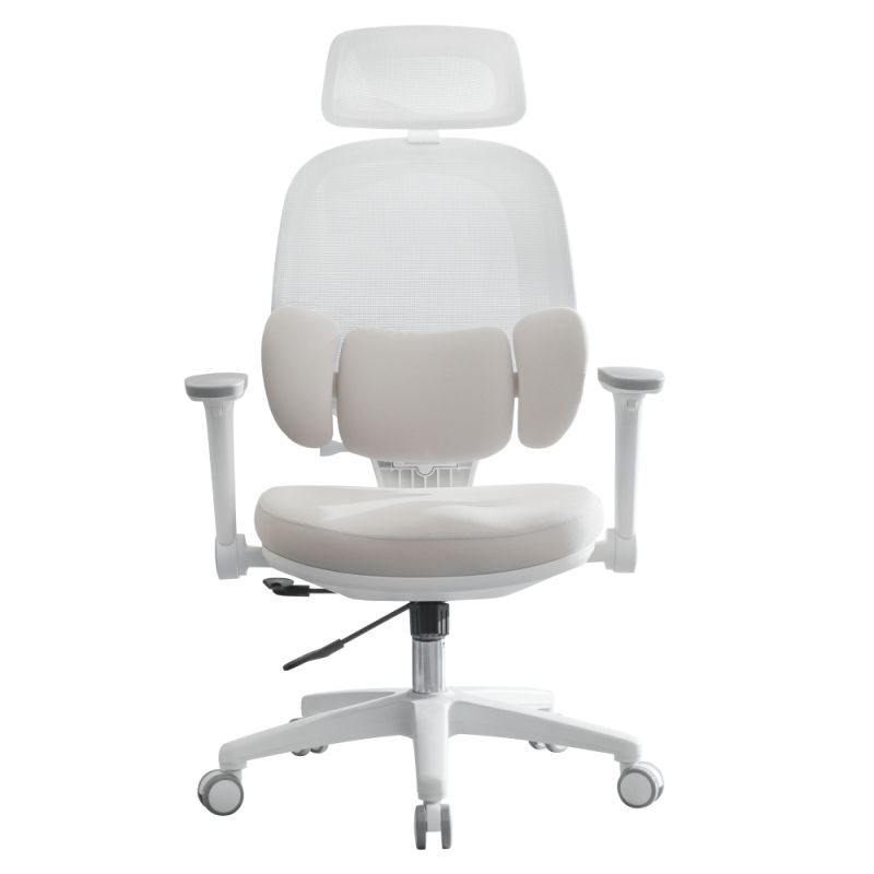 Ergonomické kancelárske kreslo, sivá a biela látka, plast