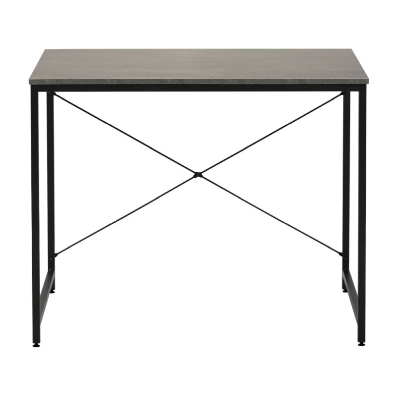 Písací stôl s kovovou konštrukciou, betón, čierny, 90x60 cm