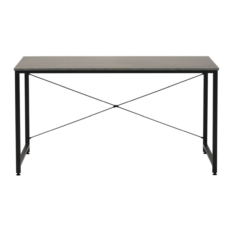Písací stôl s kovovou konštrukciou, betón, čierny, 150x60 cm