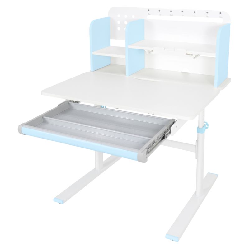 Rastúci písací stôl 80x60 cm, modro-biely