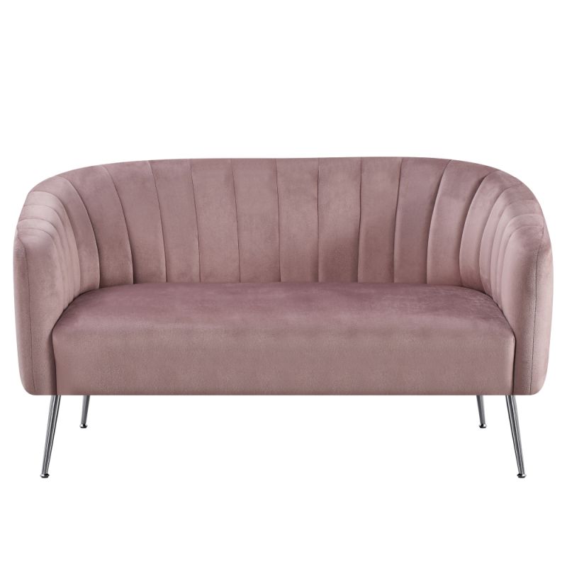 Dizajnový 2-sed, ružový Velvet s chrómovými nohami