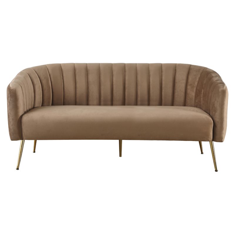 Dizajnový 3-sed, hnedý Velvet so zlatými nohami