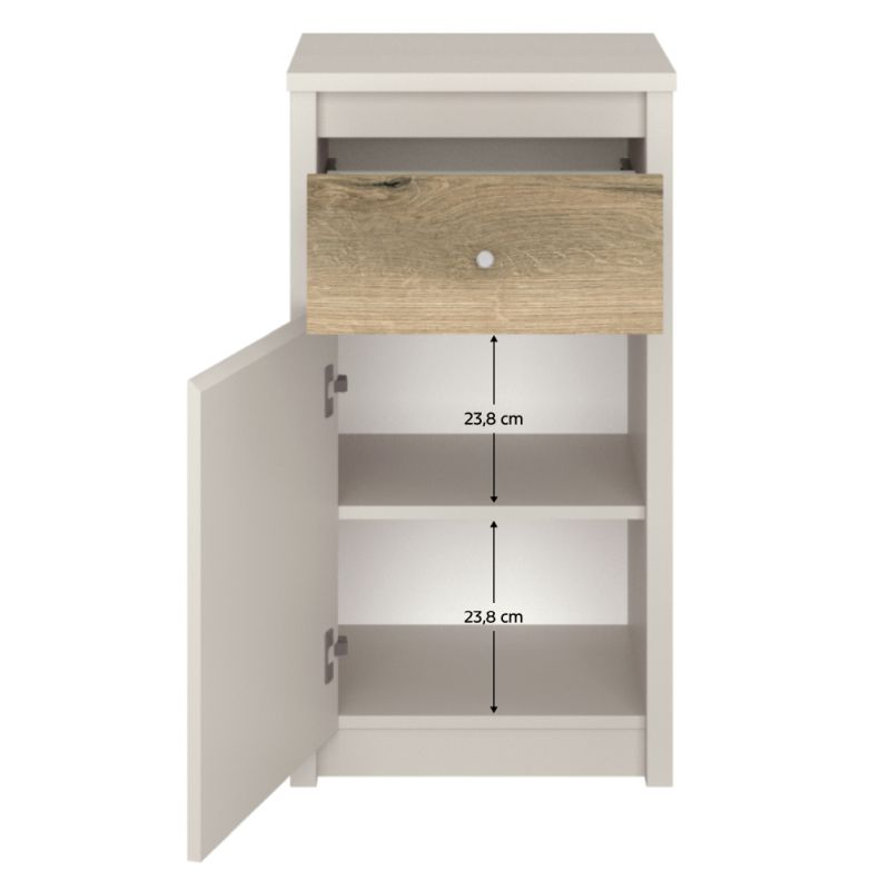 Komoda 1D1S, kašmír, dub evoke, kombinovaná