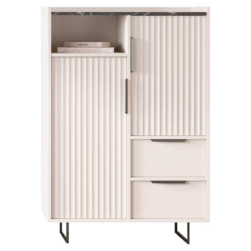 Komoda KOM2D2S, kašmír, tmavý mramor, kombinovaná