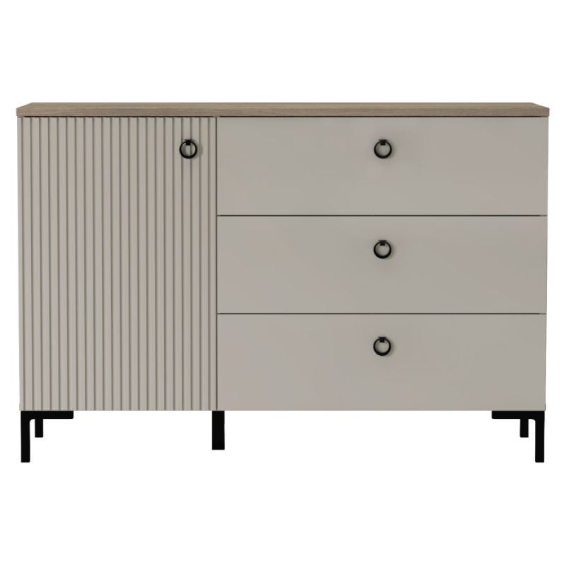 Komoda 1D3S, sivohnedá Taupe, dub silverjack, kombinovaná