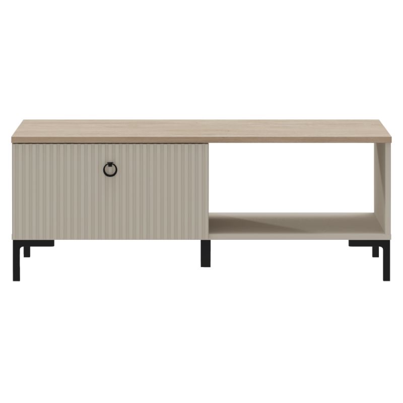 Konferenčný stolík 1S, sivohnedá Taupe, dub silverjack, s úložným priestorom