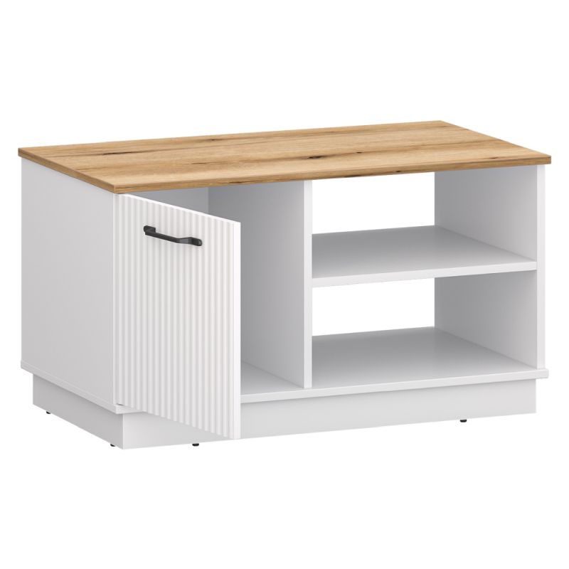 Konferenčný stolík 1D, biely, dub evoke, úložný priestor