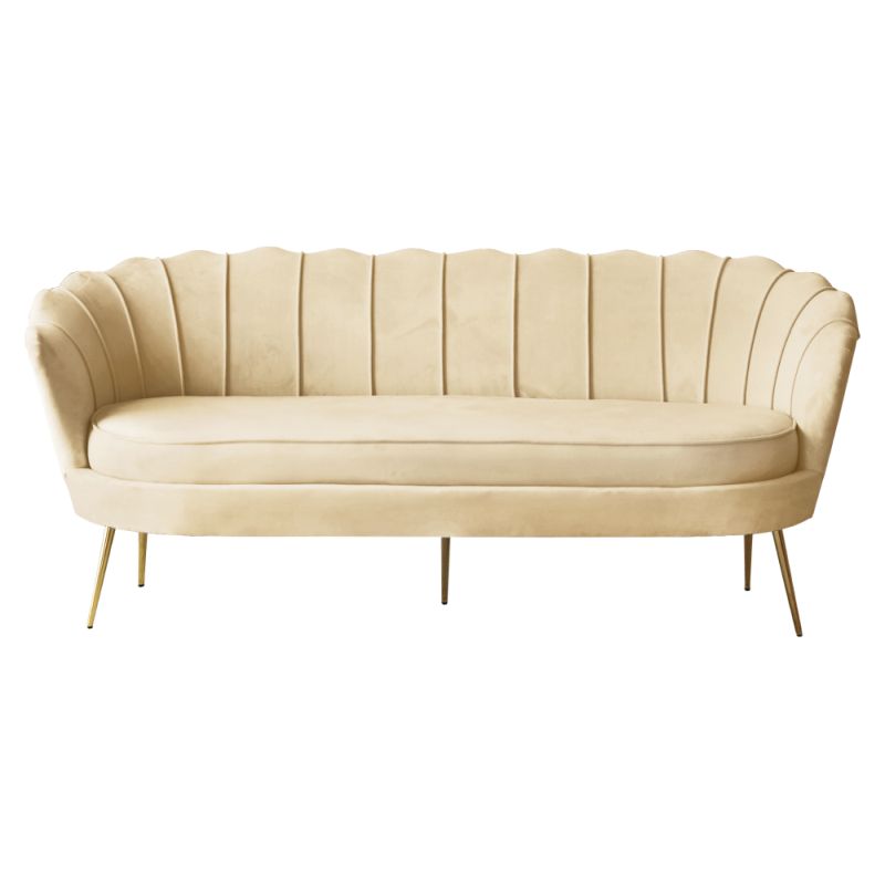 Luxusná pohovka, 3-sed, béžová Velvet látka, zlaté nohy