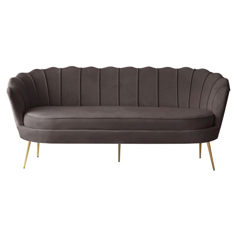 Luxusná pohovka, 3-sed, sivohnedá Velvet látka, zlaté nohy