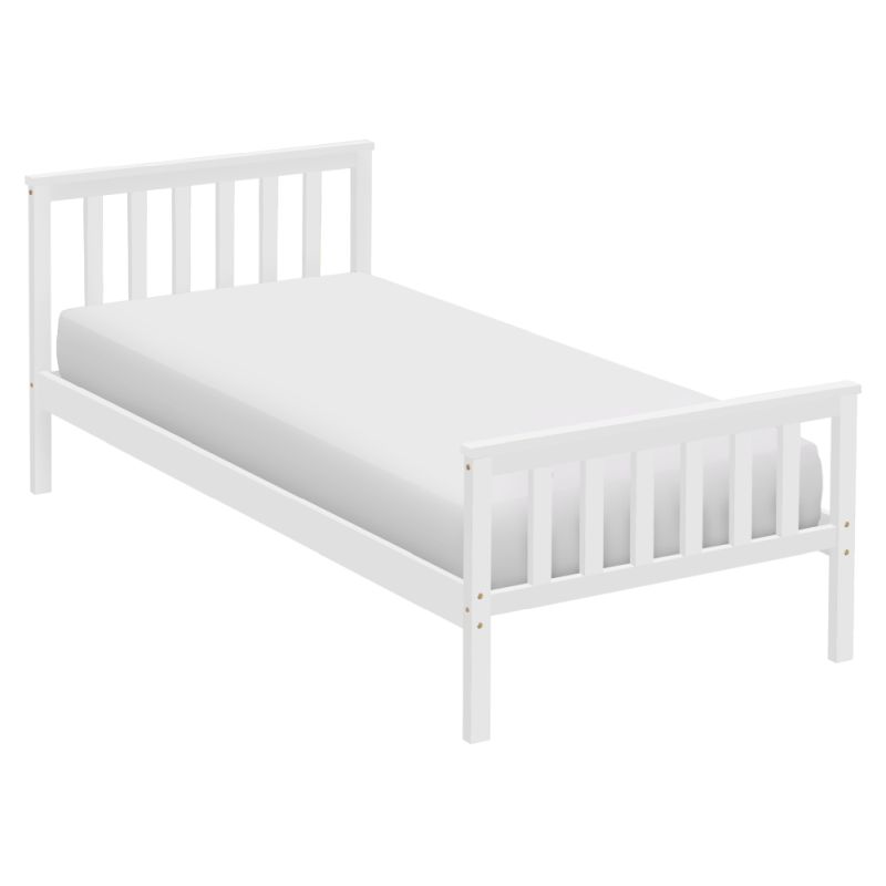 Praktická posteľ 90x200 s roštom, biela, borovicové drevo