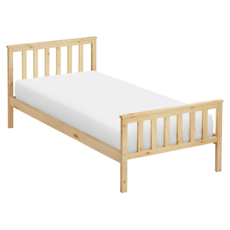 Praktická posteľ 90x200 s roštom, prírodná, borovicové drevo