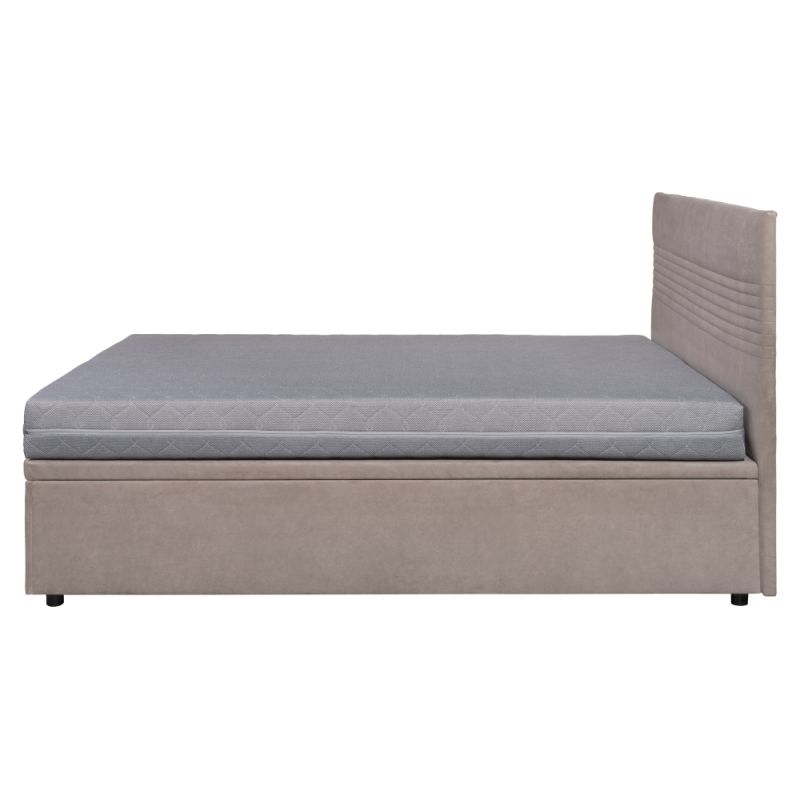 Manželská posteľ, 160x200, s úložným priestorom, béžová látka