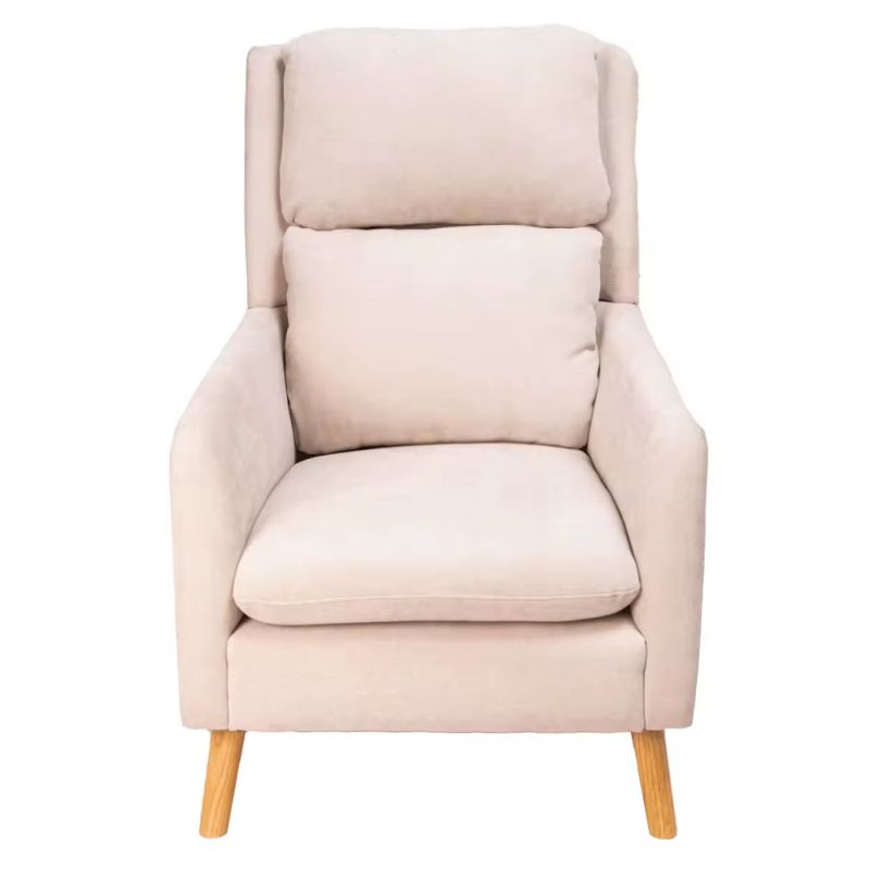 Relaxačné kreslo, béžová látka, nohy masív