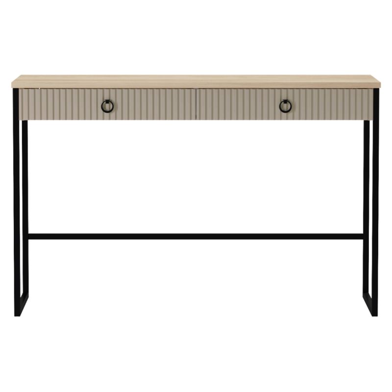 Dizajnový toaletný stolík, sivohnedá Taupe, dub silverjack