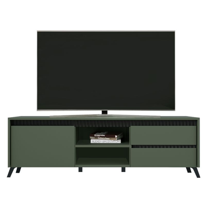 Štýlový TV stolík RTV1K2So, smoke zelený, čierny
