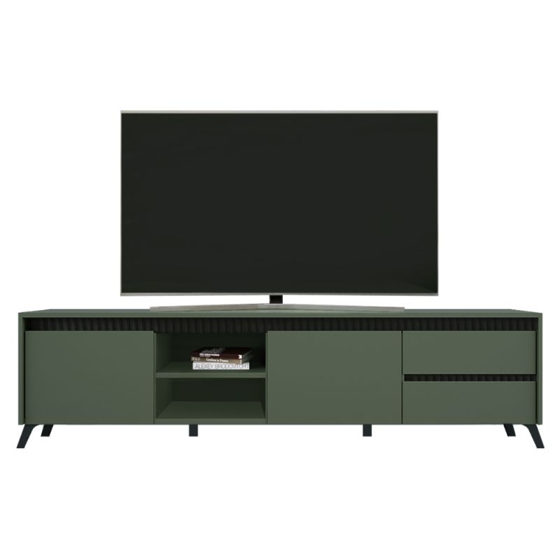 Štýlový TV stolík RTV2K2So, smoke zelený, čierny