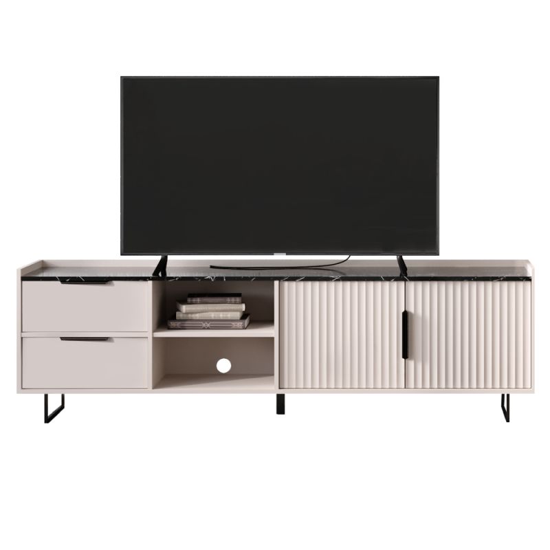 Elegantný TV stolík RTV2D2S, kašmír, tmavý mramor