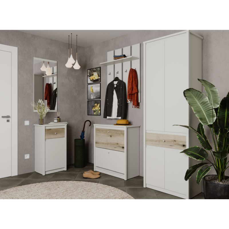 Nadčasový vešiakový panel 80, kašmír, s policou a háčikmi