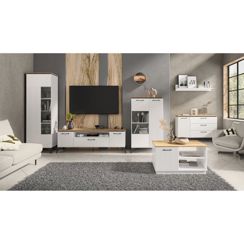 Moderná závesná polica, 127cm, biela