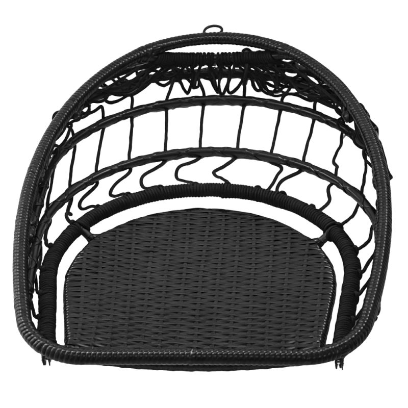 Závesné kreslo, skladacie, čierne, s vankúšom