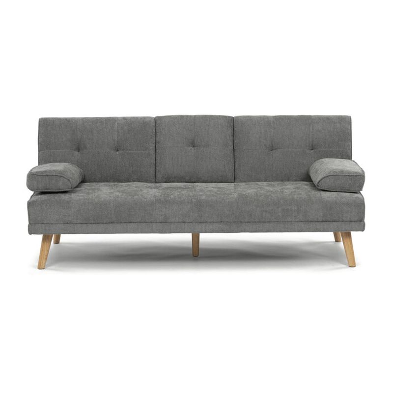 Štýlová trojmiestna rozkladacia pohovka, sivá, látka