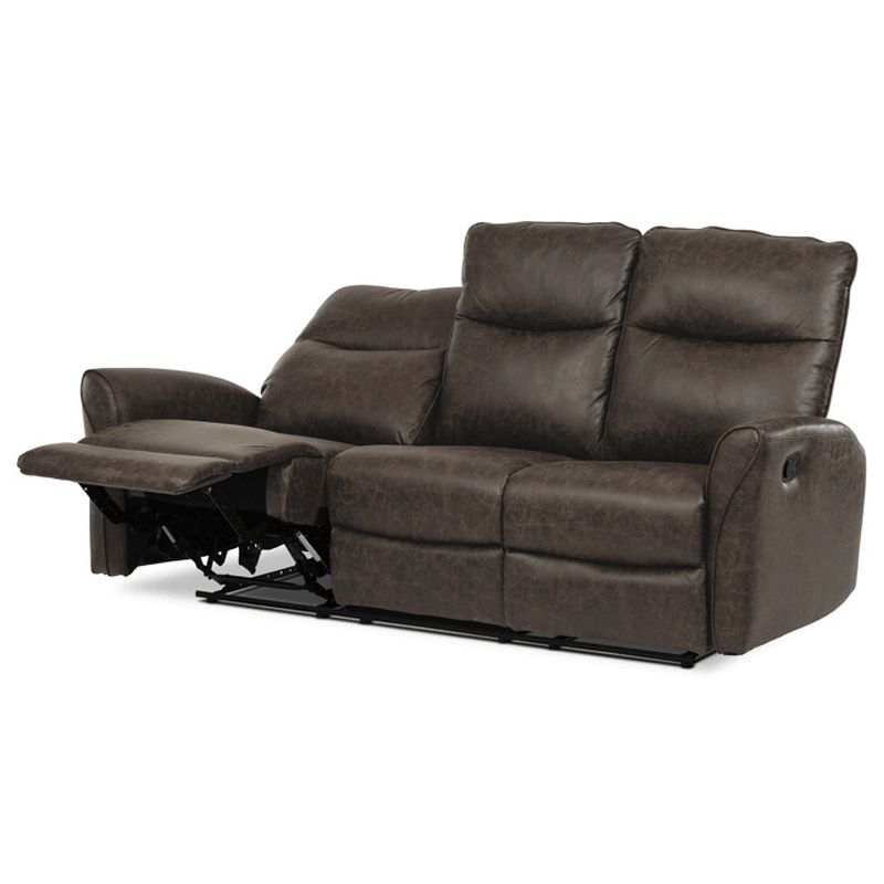 Polohovacia sedacia súprava, tmavohnedá, látka vintage