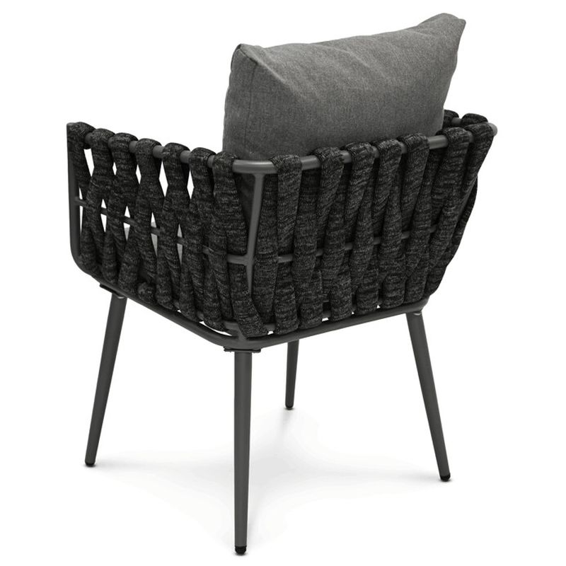 Moderná záhradná stolička, kov, látka, sivá