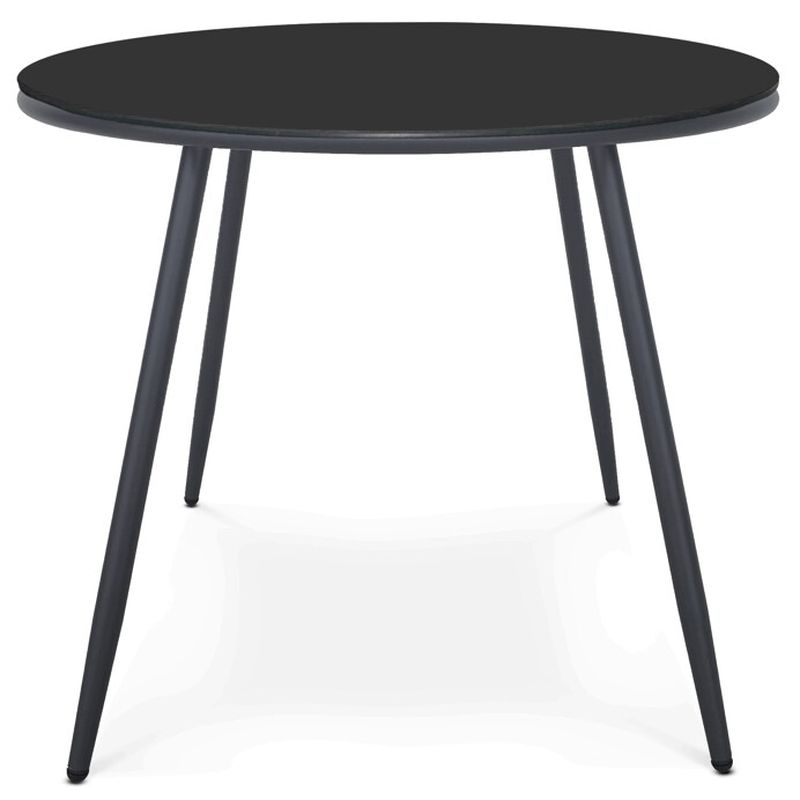 Okrúhly záhradný stôl 90x90cm, kov, sklo, sivý