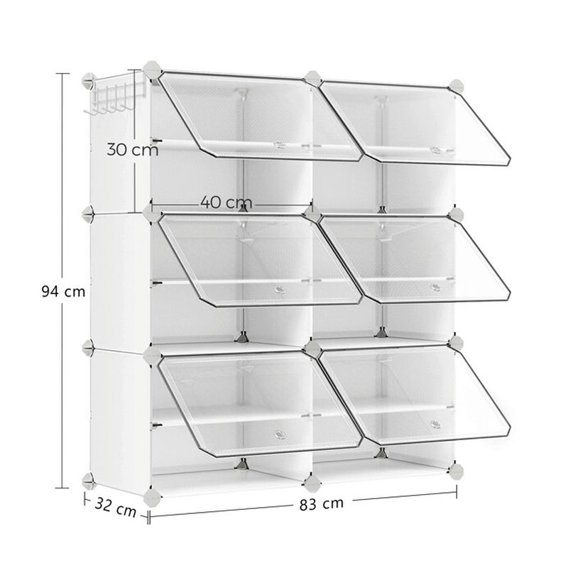 Modulárny plastový botník biely so 6 priehradkami