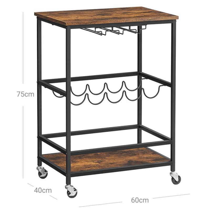 Pojazdný úložný vozík, hnedý, v industriálnom štýle