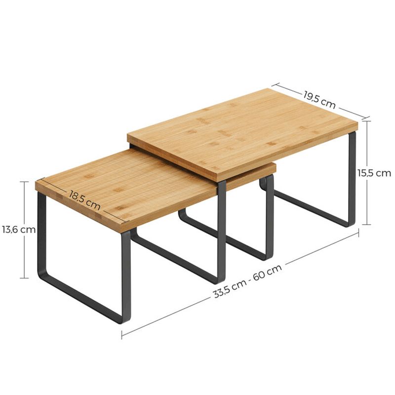 Set poličiek, bambus, čierny kov