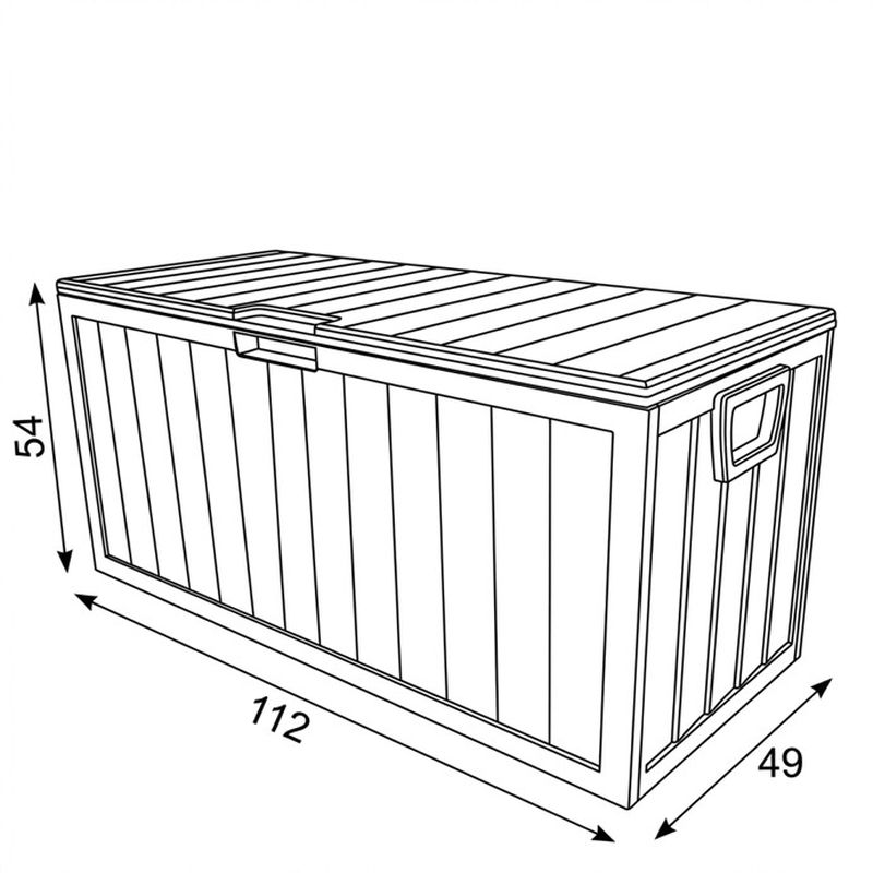 Zahradní úložný box, plast, sivý, 280 l, s dekorom dreva