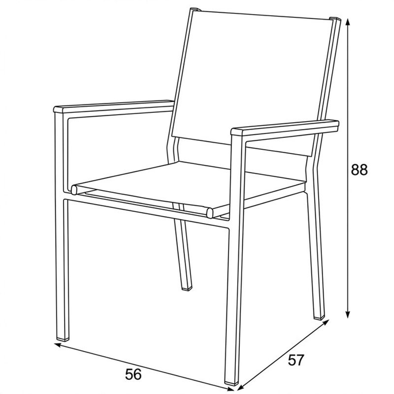 Záhradná stolička, kov čierny, sivá sieťovina, stohovateľná