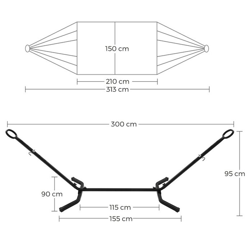 Hojdacia sieť, sivá, so stojanom