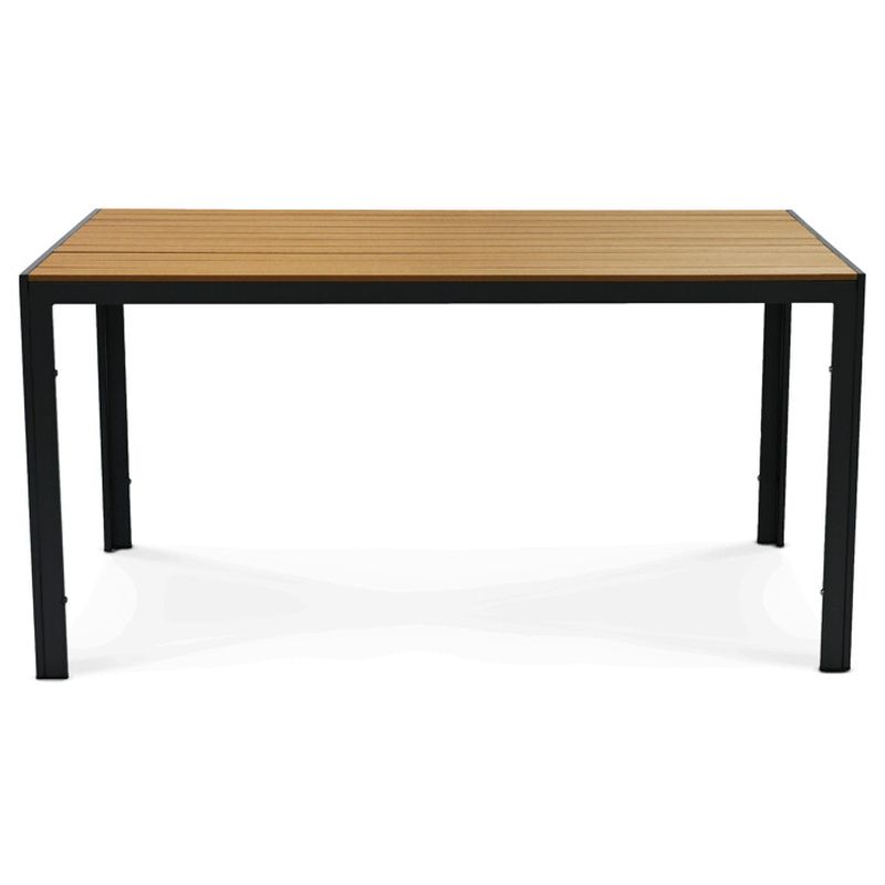 Záhradný stôl, 150×90cm, kov sivý, polywood prírodný